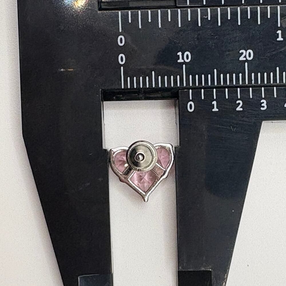 925 Sterling Silver Lab-Created Pink Sapphire Heart Halo Earrings - Picture 6 of 6